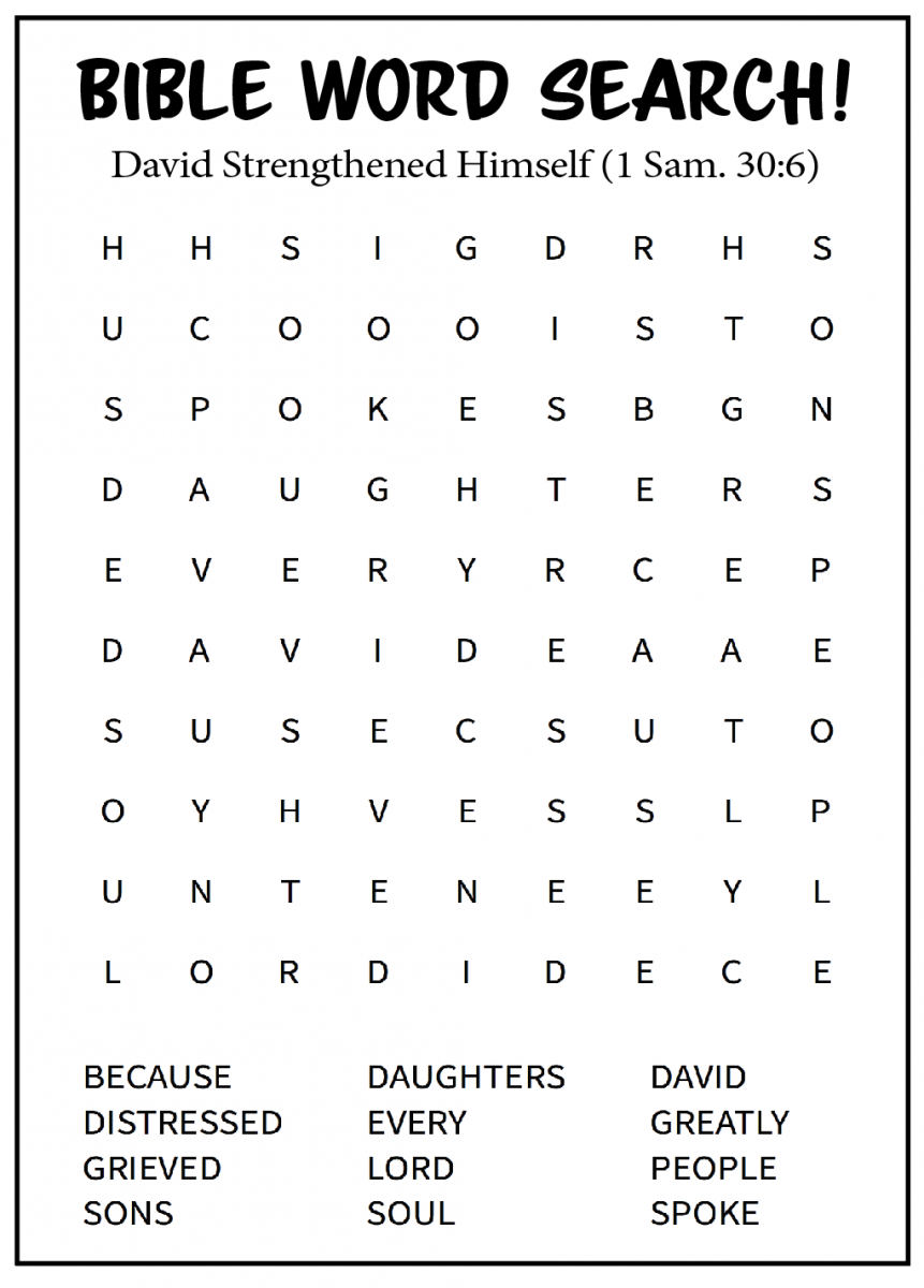 Word Search: David Strengthened Himself (1 Samuel 30:6) - Bulletin Digest