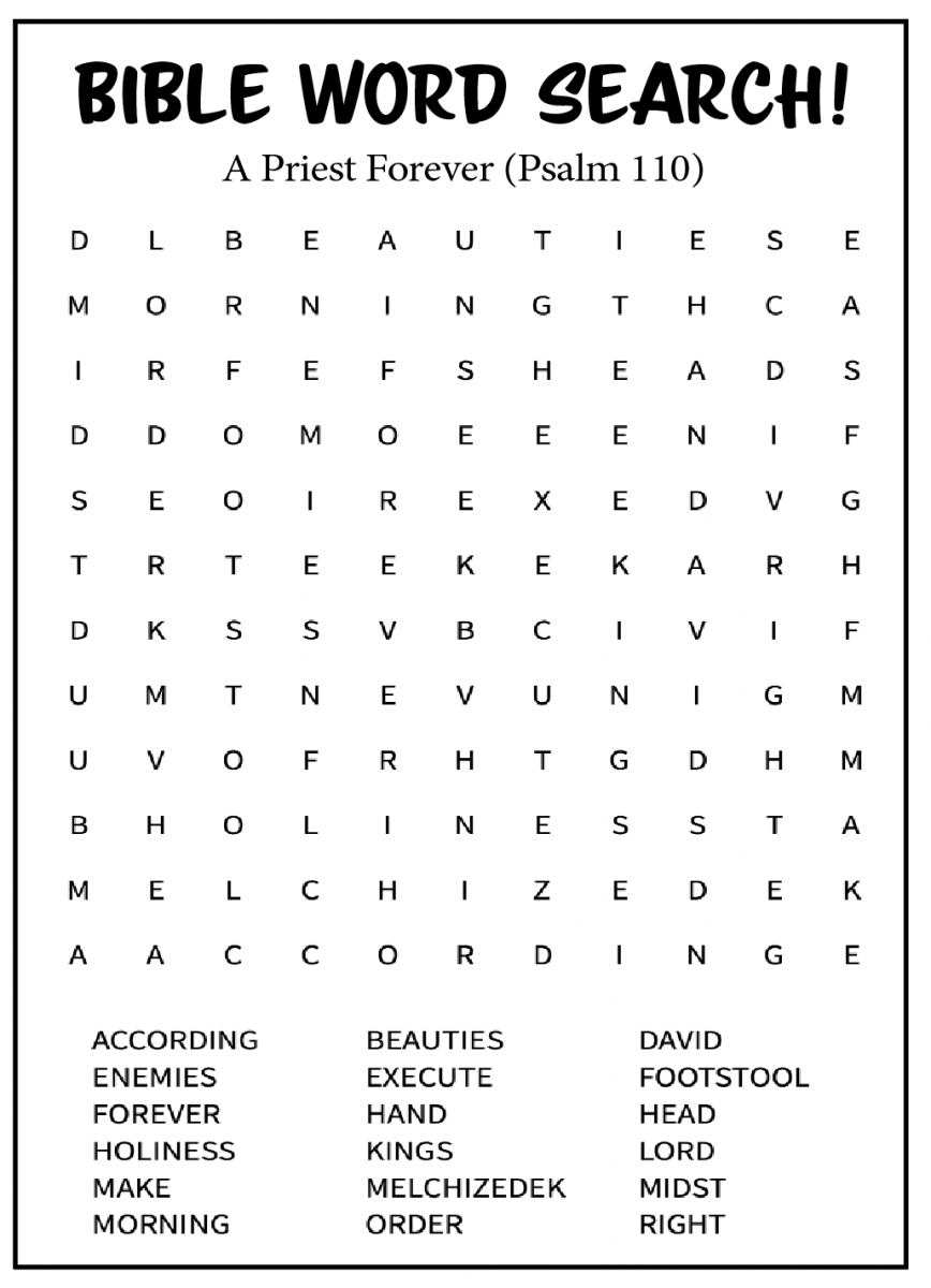 Word Search: A Priest Forever (Psalm 110) - Bulletin Digest