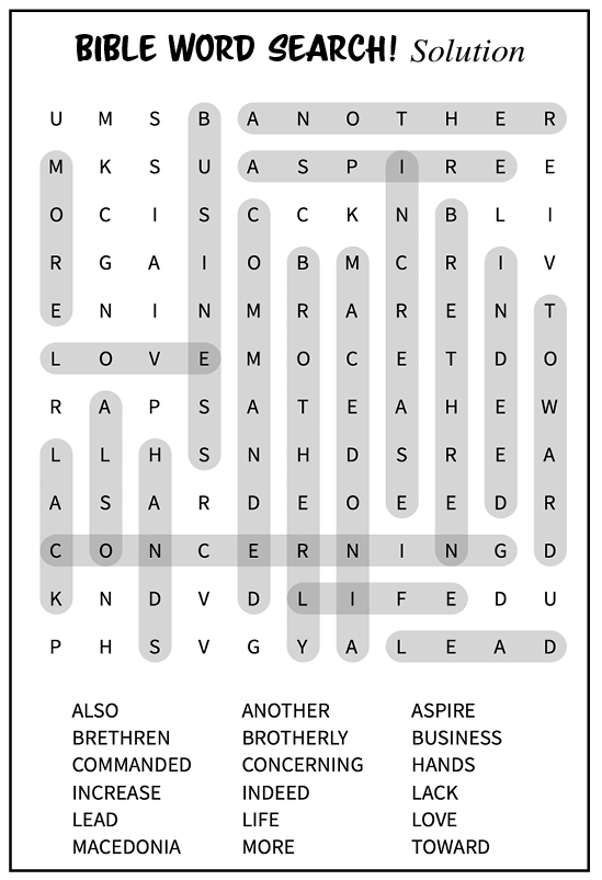 Word Search: An Orderly Life (1 Thessalonians 4:9-12) | Bulletin Digest